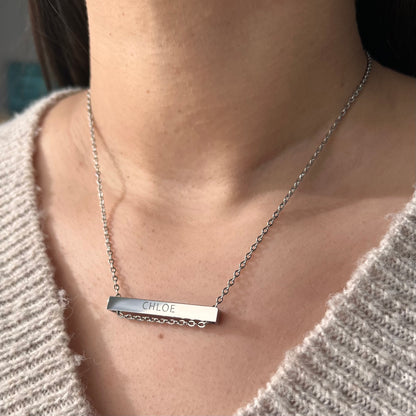 Get trendy with Clare Necklace - Horizontal Engraved Bar - Horizontal Bar available at Alma Ireland. Grab yours for €29.99 today!