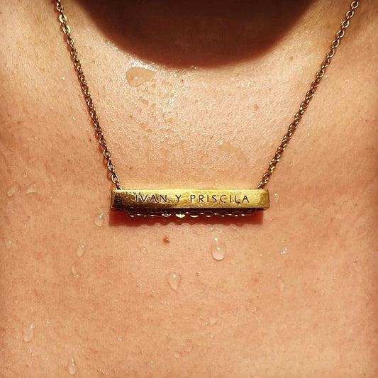 Get trendy with Clare Necklace - Horizontal Engraved Bar - Horizontal Bar available at Alma Ireland. Grab yours for €29.99 today!