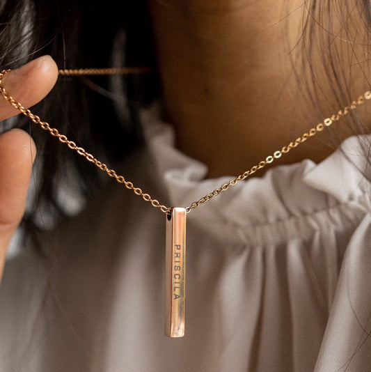 Get trendy with Sligo Necklace - Vertical Engraved Bar - Vertical bar available at Alma Ireland. Grab yours for €29.99 today!